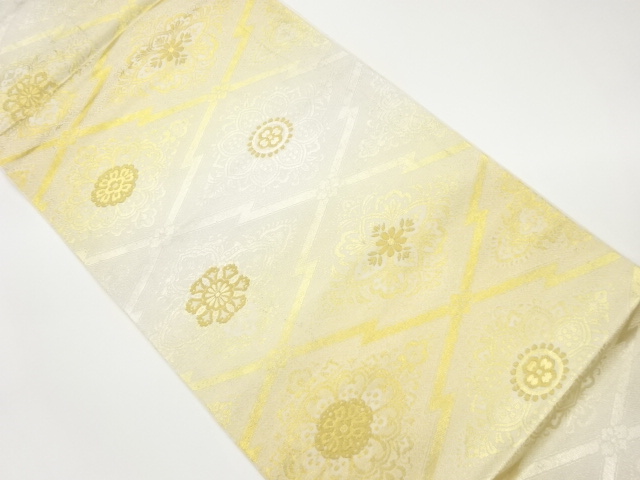 松皮菱に華文模様織出し本袋帯